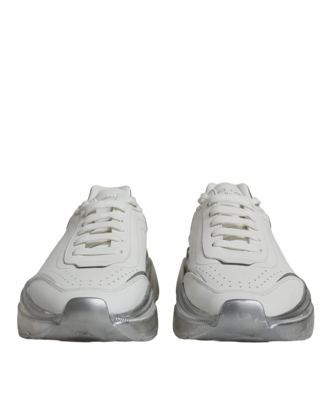 Dolce & Gabbana White Silver Daymaster Low Top Sneakers Shoes