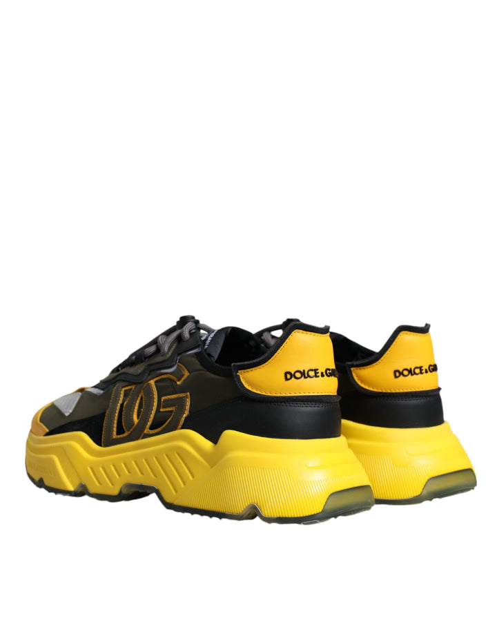 Dolce & Gabbana Black Yellow Leather Daymaster Sneakers Shoes