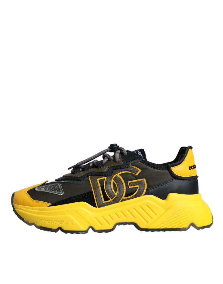 Dolce & Gabbana Black Yellow Leather Daymaster Sneakers Shoes