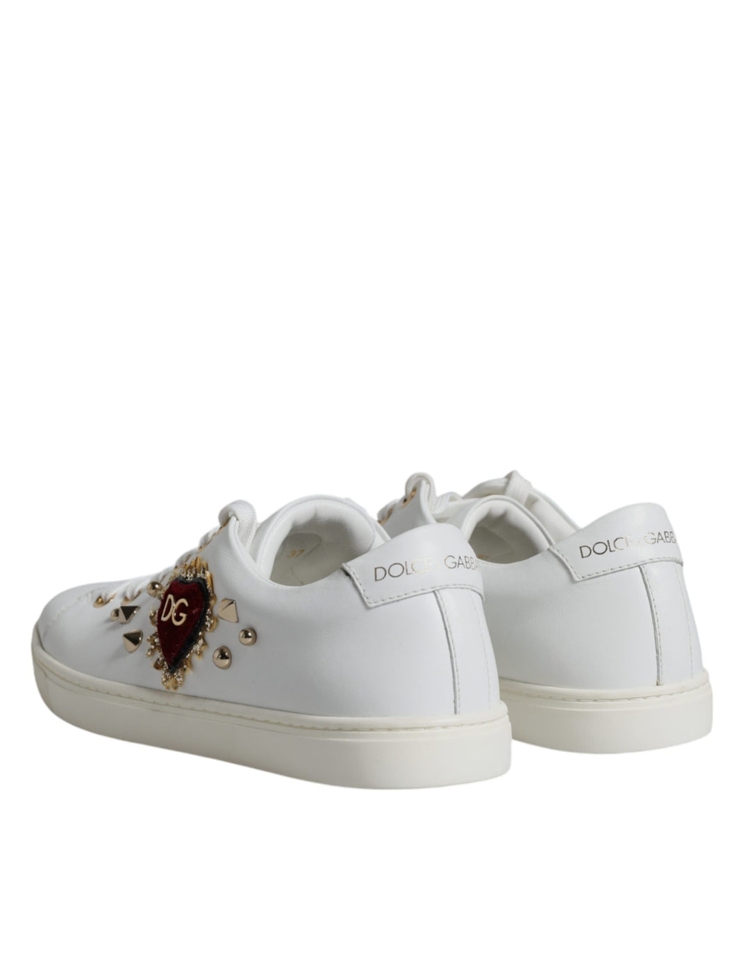 Dolce & Gabbana White Portofino Sacred Heart Sneakers Shoes