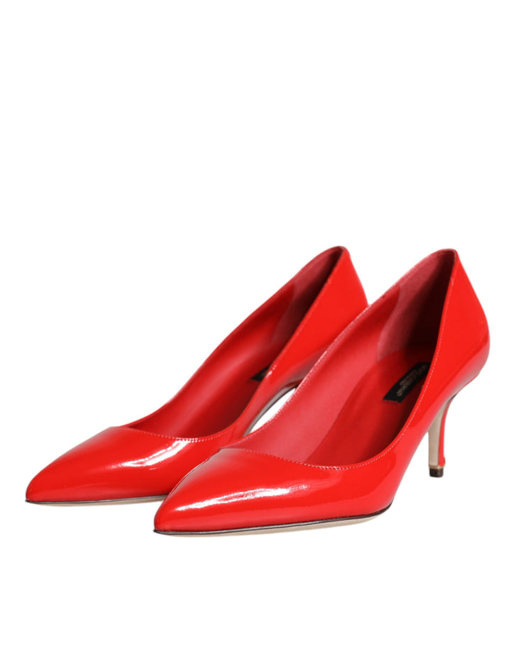 Dolce & Gabbana Red Patent Leather Kitten Heels Pumps Shoes