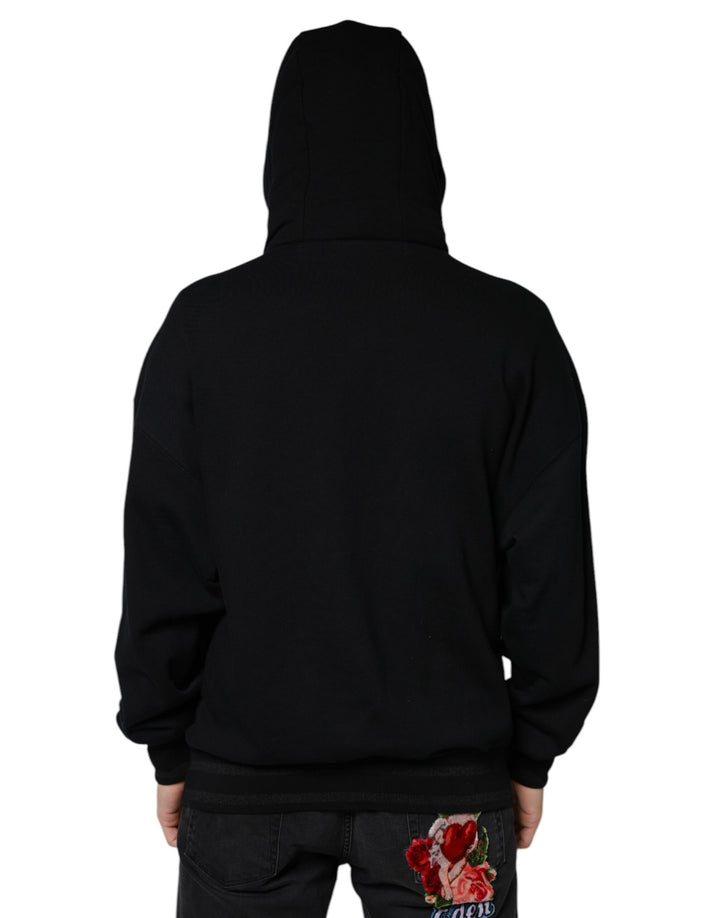 Dolce & Gabbana Black Hooded Pullover Men Sweatshirt Sweater