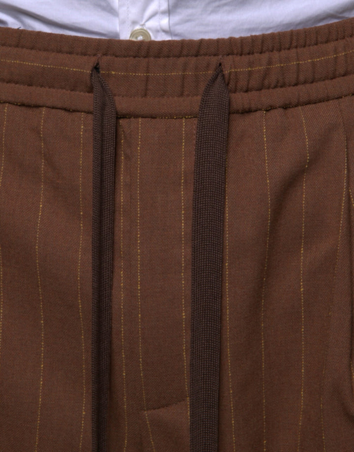 Dolce & Gabbana Brown Stripes Skinny Men Dress Pants