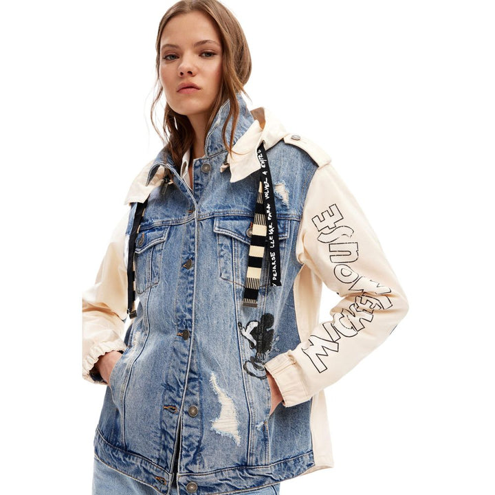 Desigual Blue Cotton Jackets & Coat