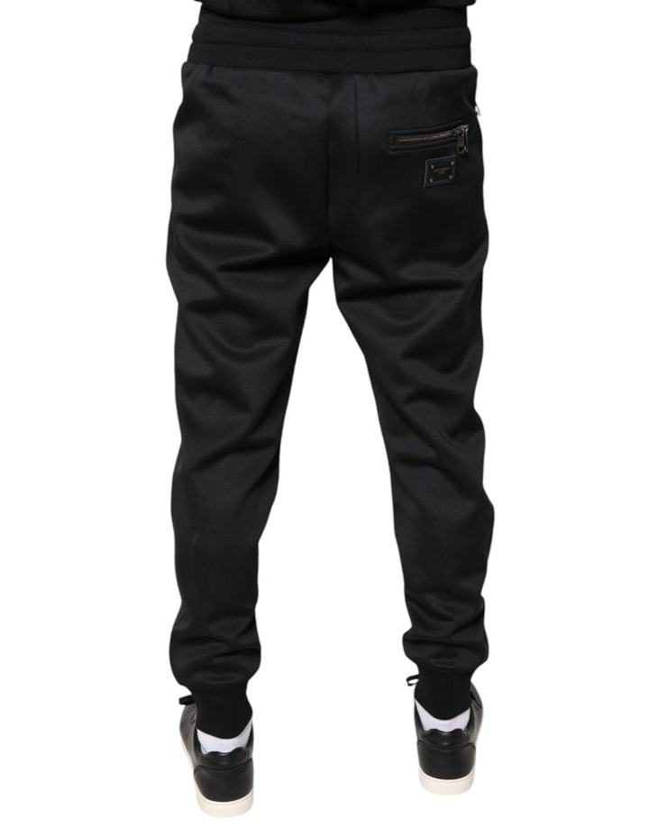 Dolce & Gabbana Black Polyester Men Jogger Sweatpants Pants