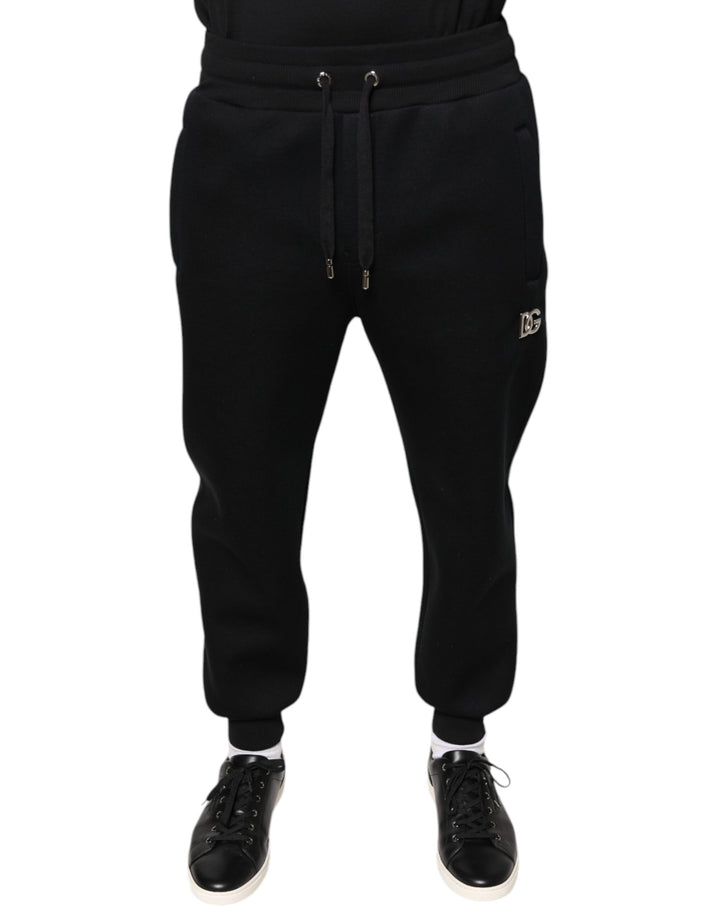 Dolce & Gabbana Black Modal DG Logo Jogger Men Sweatpants Pants