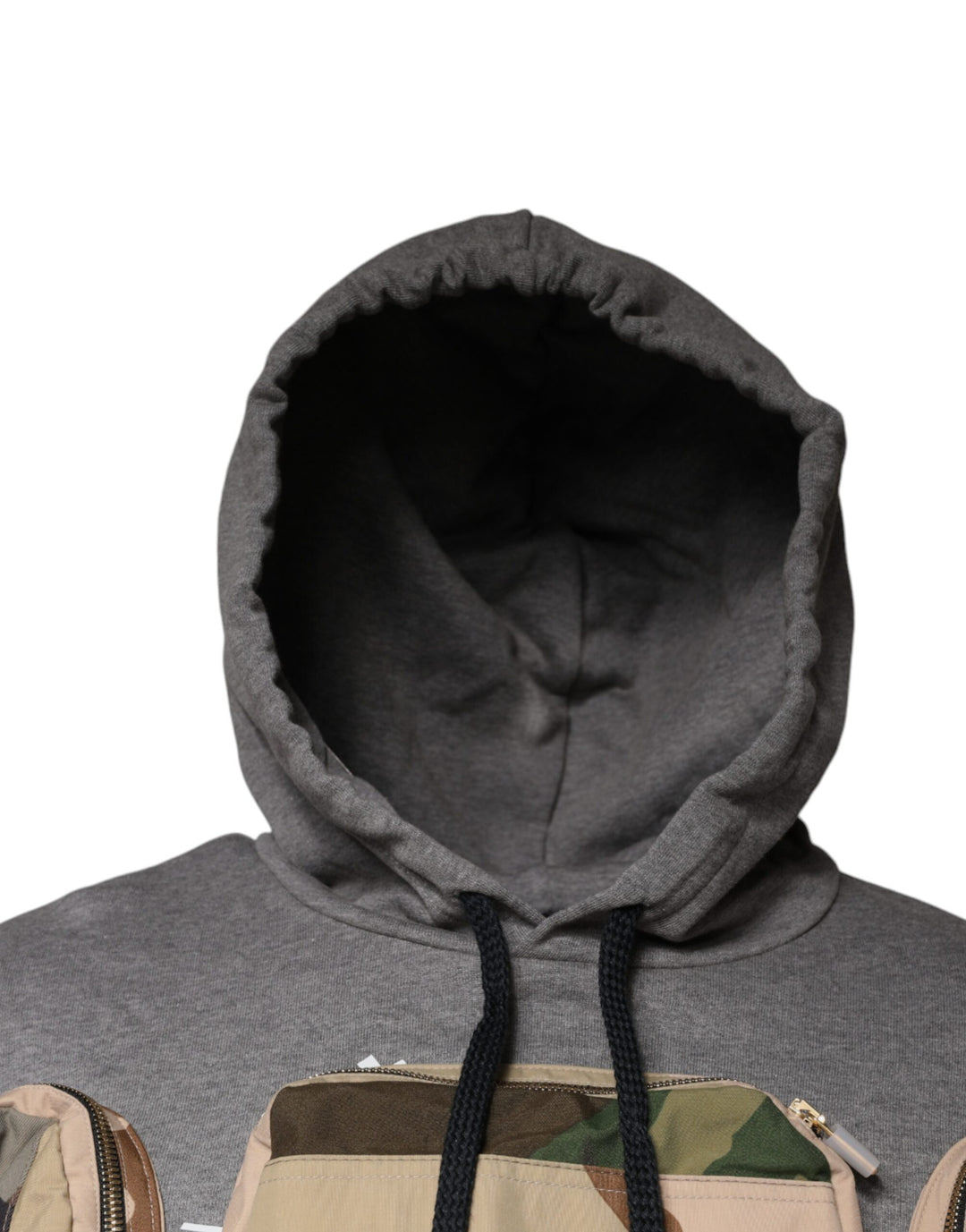 Dolce & Gabbana Gray Pocket Cotton Hooded Sweatshirt Sweater