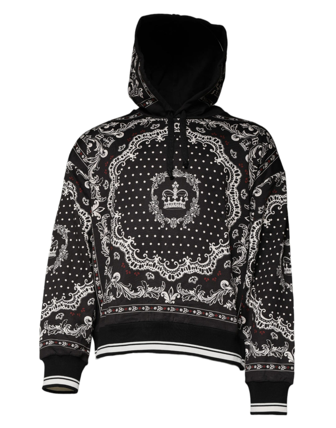 Dolce & Gabbana Black White Bandana Hooded Sweatshirt Sweater