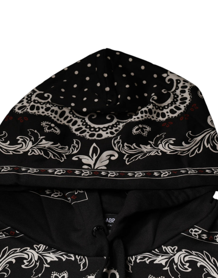 Dolce & Gabbana Black White Bandana Hooded Sweatshirt Sweater