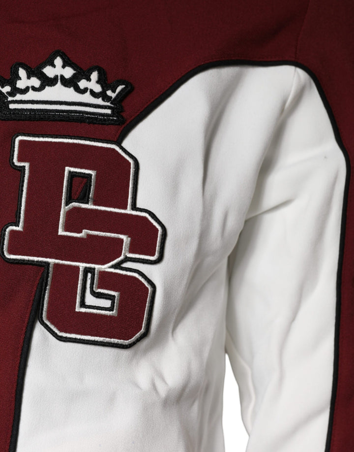 Dolce & Gabbana Red White Logo Full Zip Sweatshirt Sweater