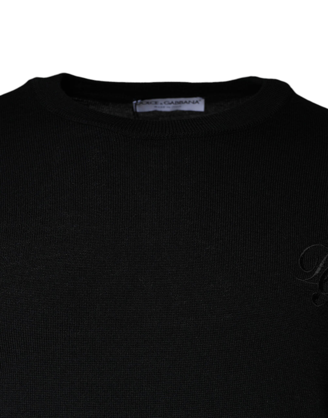 Dolce & Gabbana Black Wool Knit Crew Neck Pullover Sweater