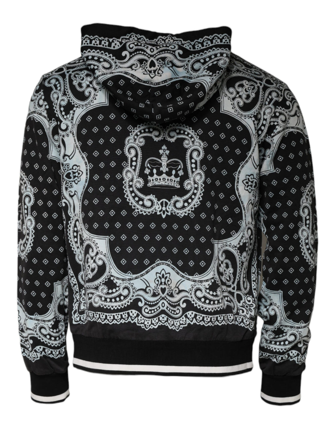 Dolce & Gabbana Black White Bandana Hooded Sweatshirt Sweater