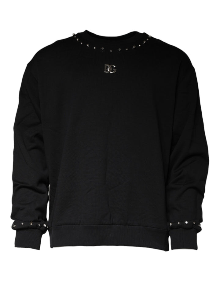 Dolce & Gabbana Black Logo Stud Pullover Sweatshirt Sweater