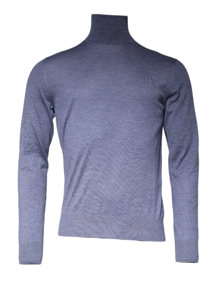 Dolce & Gabbana Purple Blue Long Sleeve Turtleneck Pullover Sweater