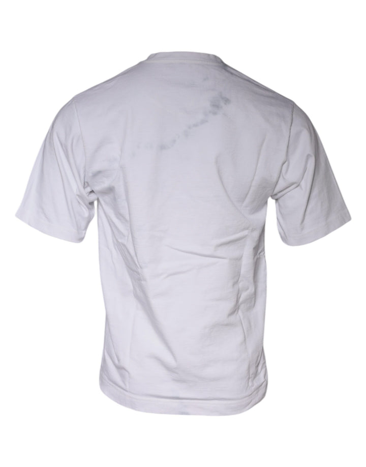 Dolce & Gabbana White Logo Print Cotton Crew Neck T-shirt