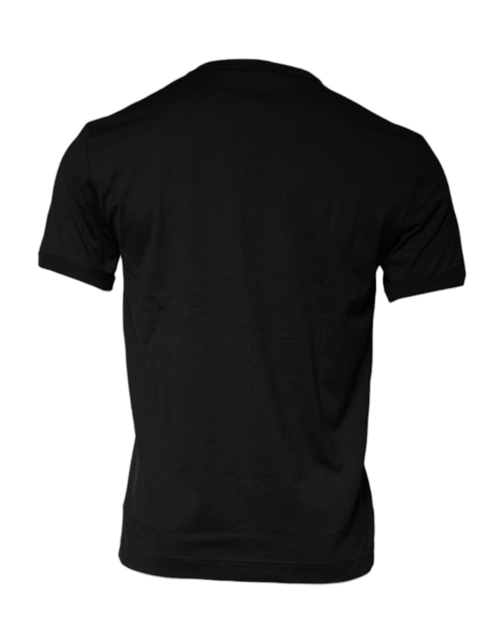 Dolce & Gabbana Black Cotton Round Neck Short Sleeve T-shirt