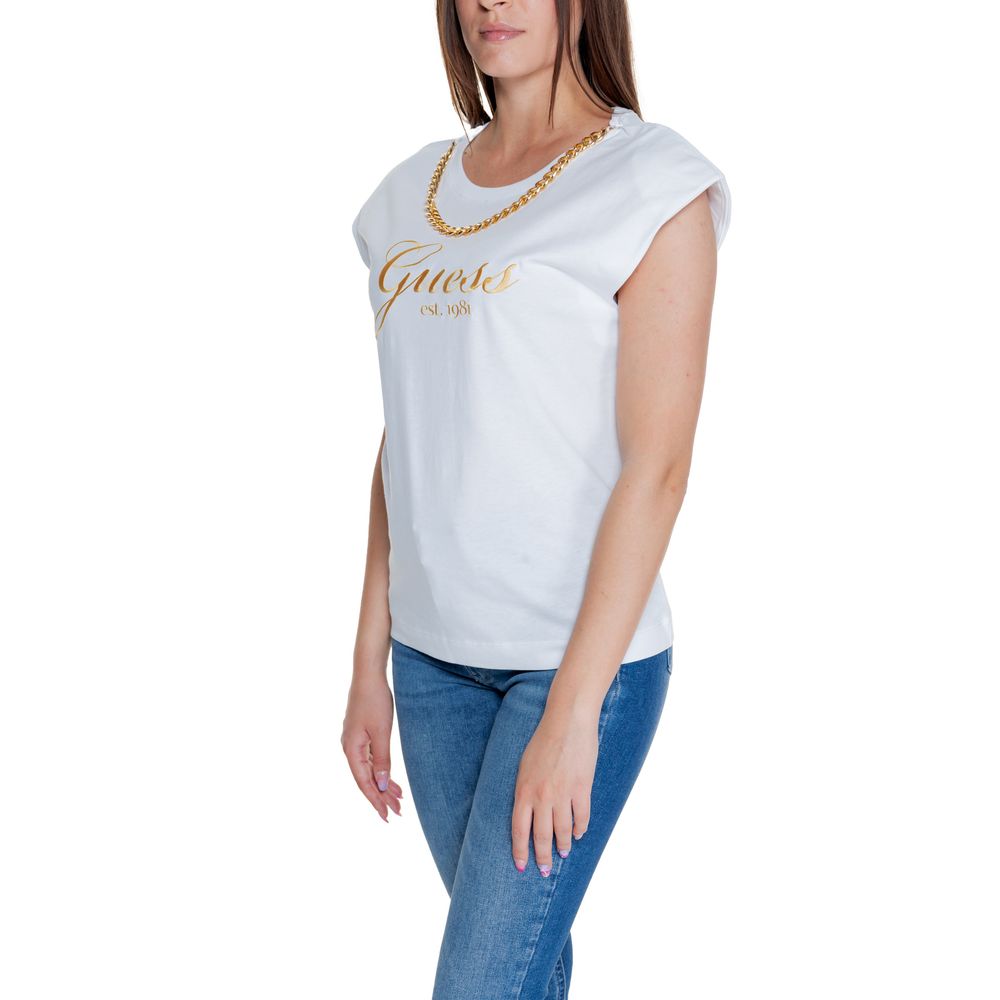 Guess White Cotton Tops & T-Shirt