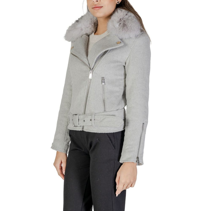 Guess Gray Polyester Jackets & Coat