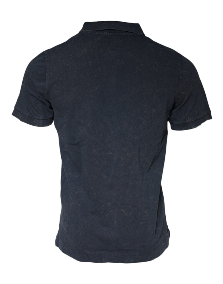 Dolce & Gabbana Dark Blue Logo Button Collared Polo T-shirt