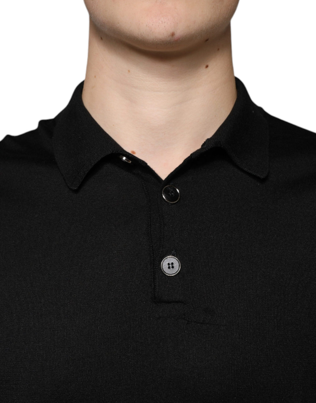 Dolce & Gabbana Black Silk Short Sleeves Men Polo T-shirt