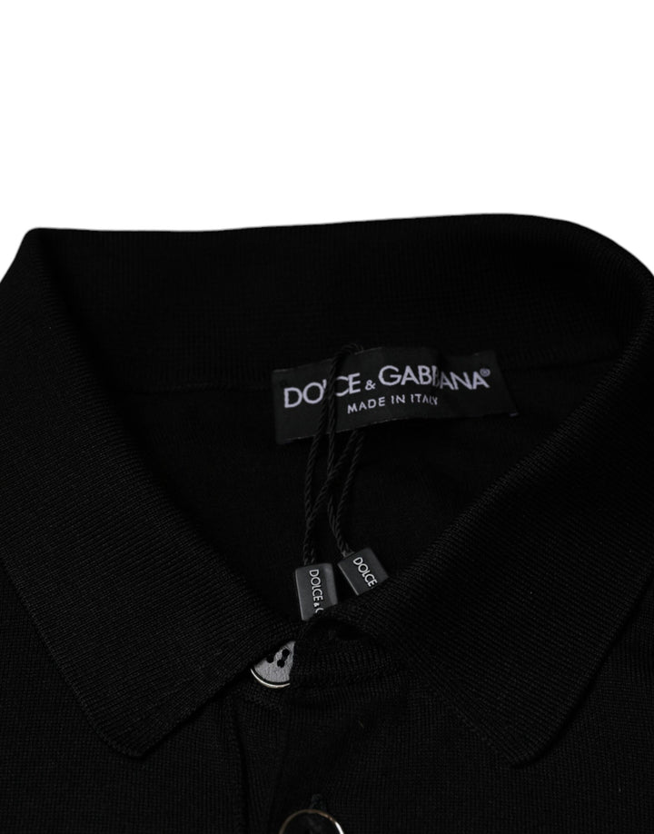 Dolce & Gabbana Black Silk Short Sleeves Men Polo T-shirt