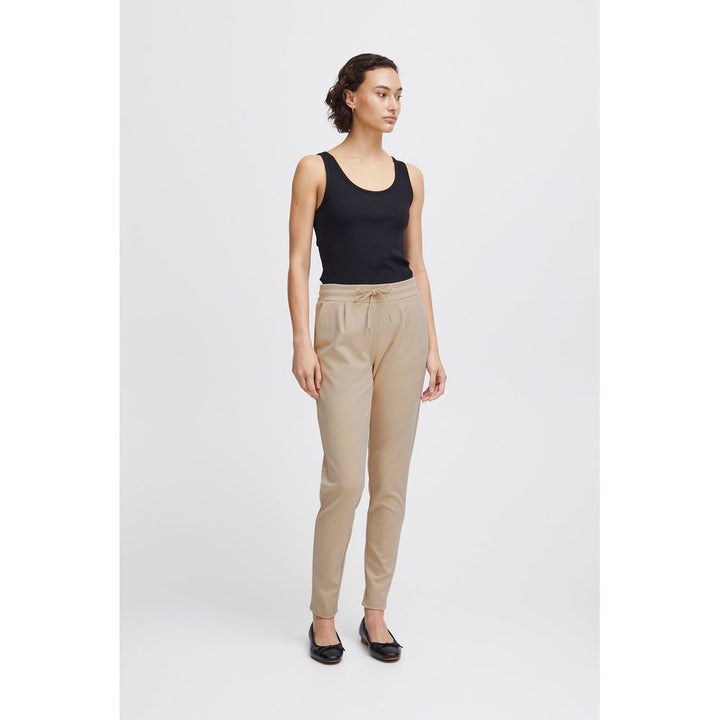 ICHI Beige Polyester Jeans & Pant