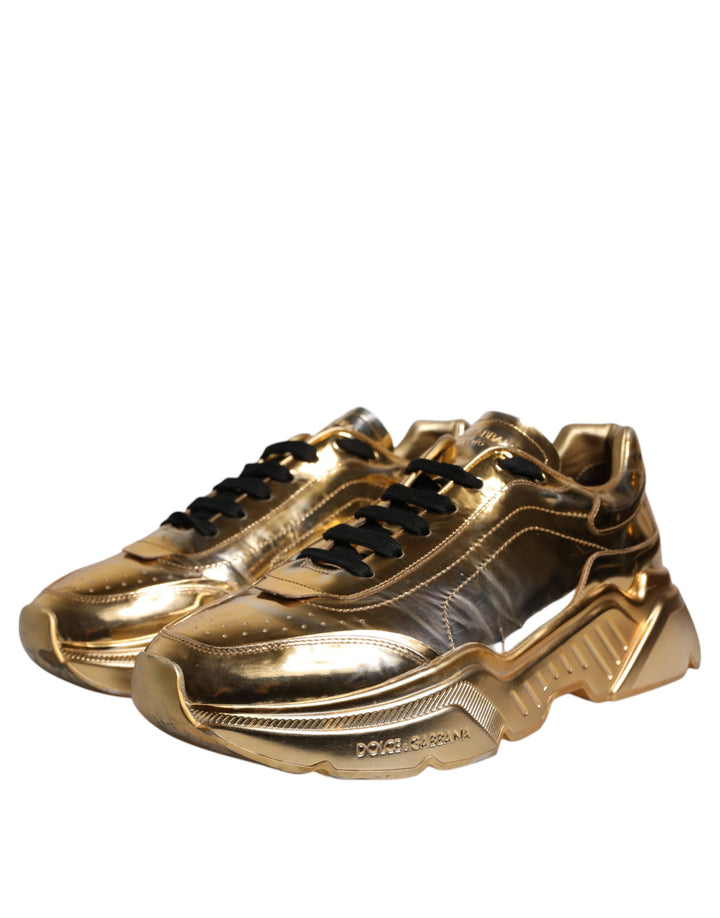 Dolce & Gabbana Gold Leather Daymaster Low Top Sneakers Shoes