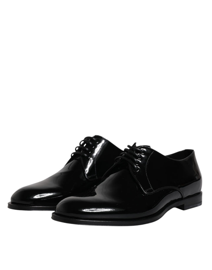 Dolce & Gabbana Black Patent Leather Derby Formal Dress Shoes