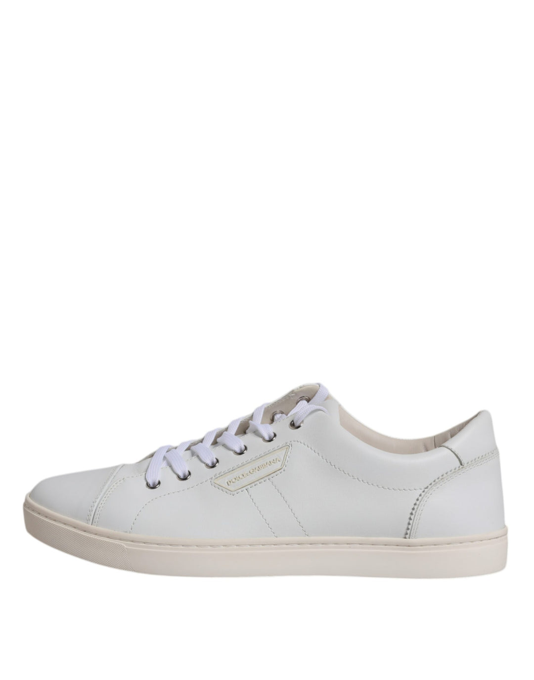 Dolce & Gabbana White Leather Low Top Men Sneakers Shoes