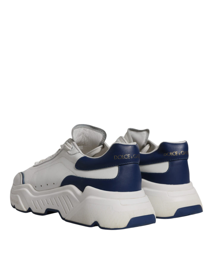 Dolce & Gabbana White Blue DAYMASTER Leather Sneakers Shoes