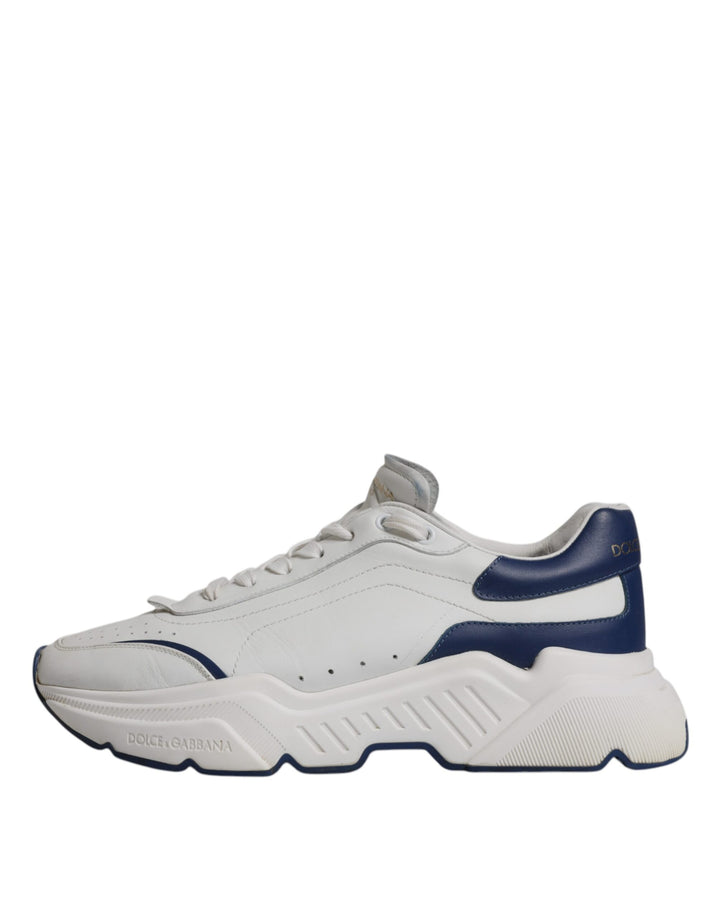 Dolce & Gabbana White Blue DAYMASTER Leather Sneakers Shoes