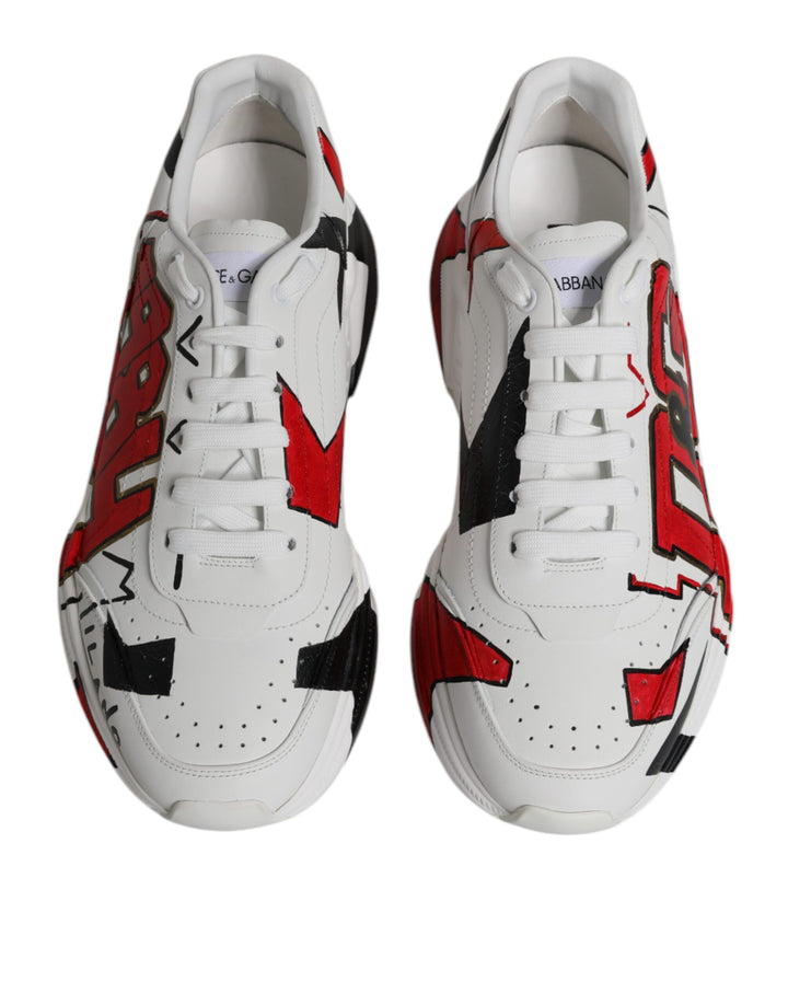 Dolce & Gabbana White Daymaster Hand Painted Sneakers Shoes