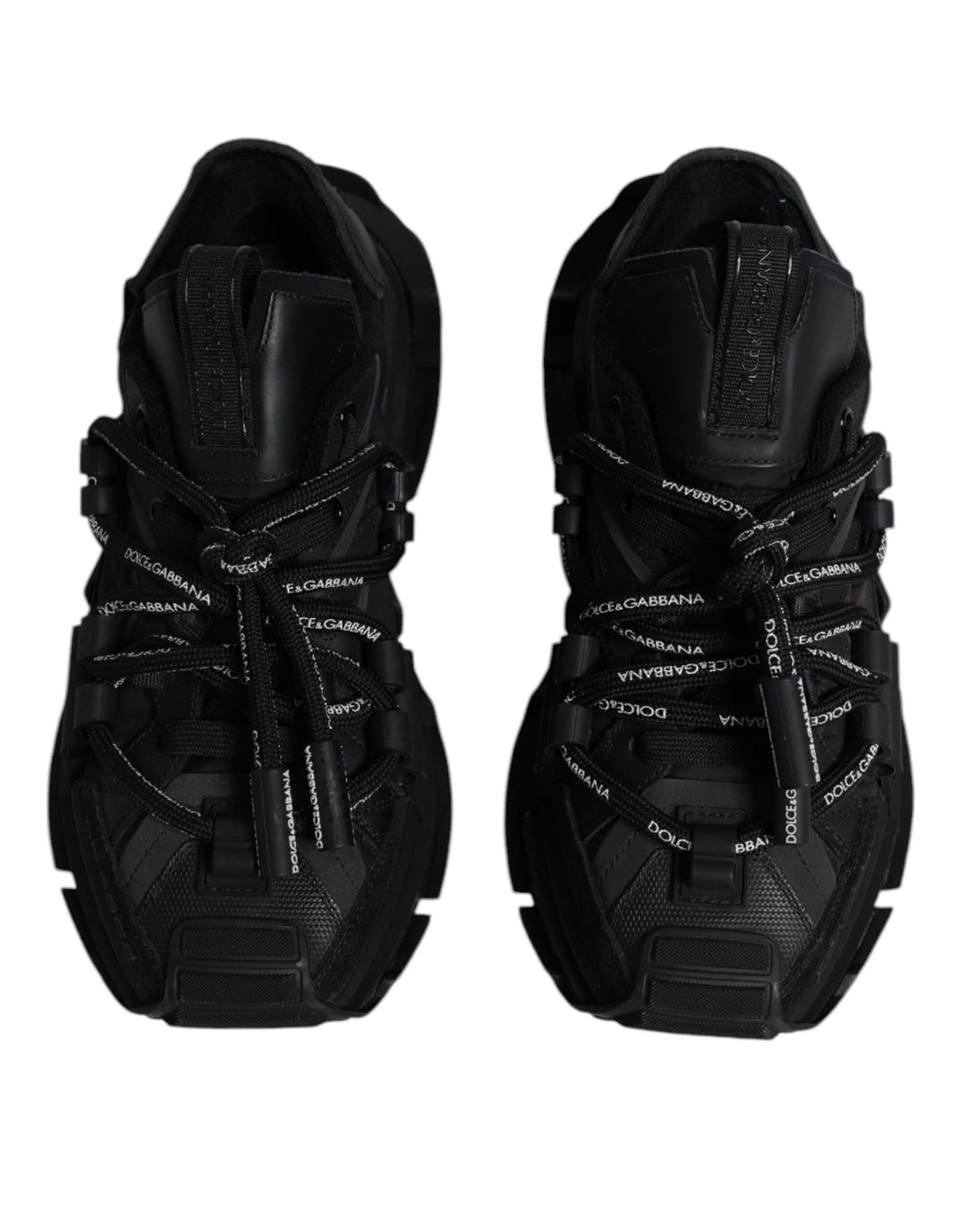 Dolce & Gabbana Black Low Top Space Lace Up Sneakers Shoes