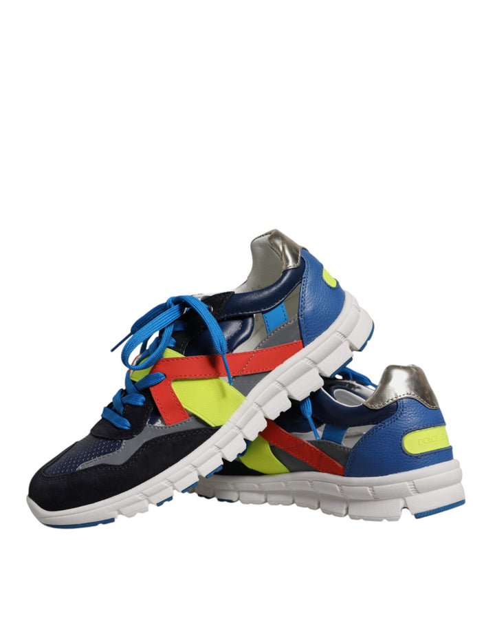 Dolce & Gabbana Multicolor Leather Suede Low Top Sneakers Shoes