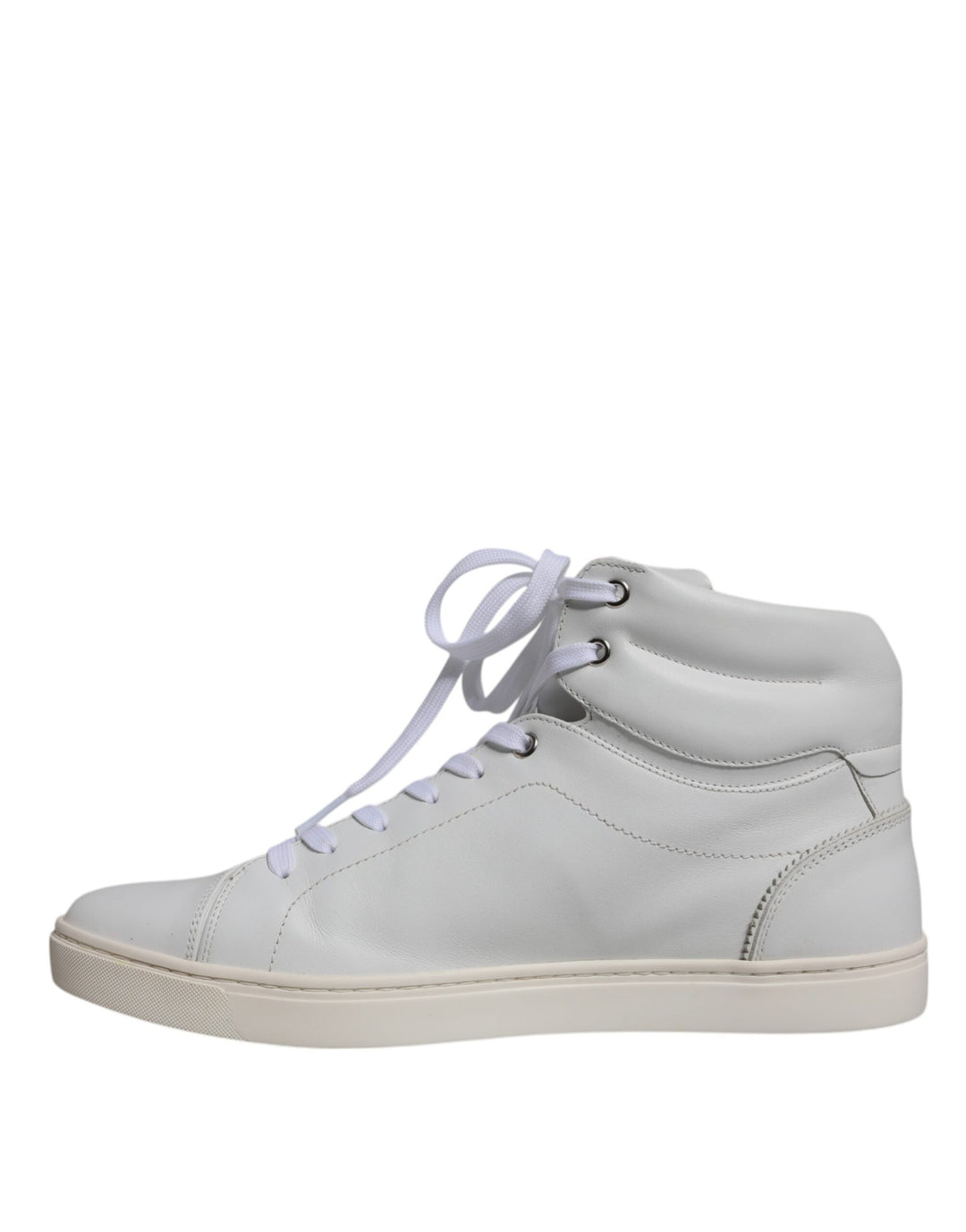 Dolce & Gabbana White Leather Mid Top Men Sneakers Shoes