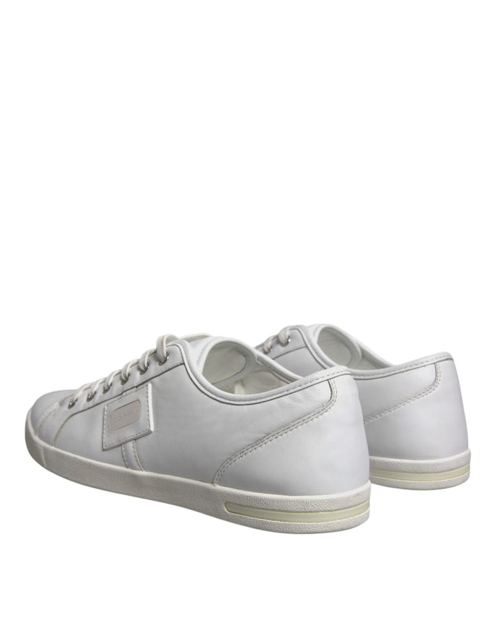 Dolce & Gabbana White Logo Leather Low Top Men Sneakers Shoes