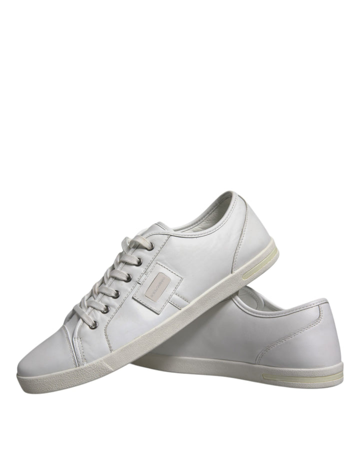 Dolce & Gabbana White Logo Leather Low Top Men Sneakers Shoes