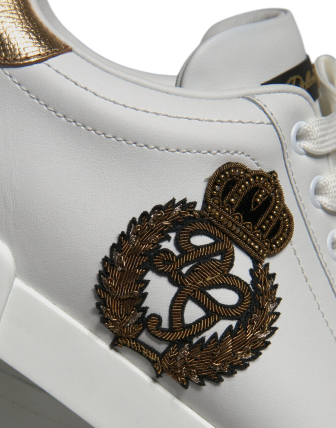 Dolce & Gabbana White Leather DG Logo Casual Low Top Sneakers Shoes