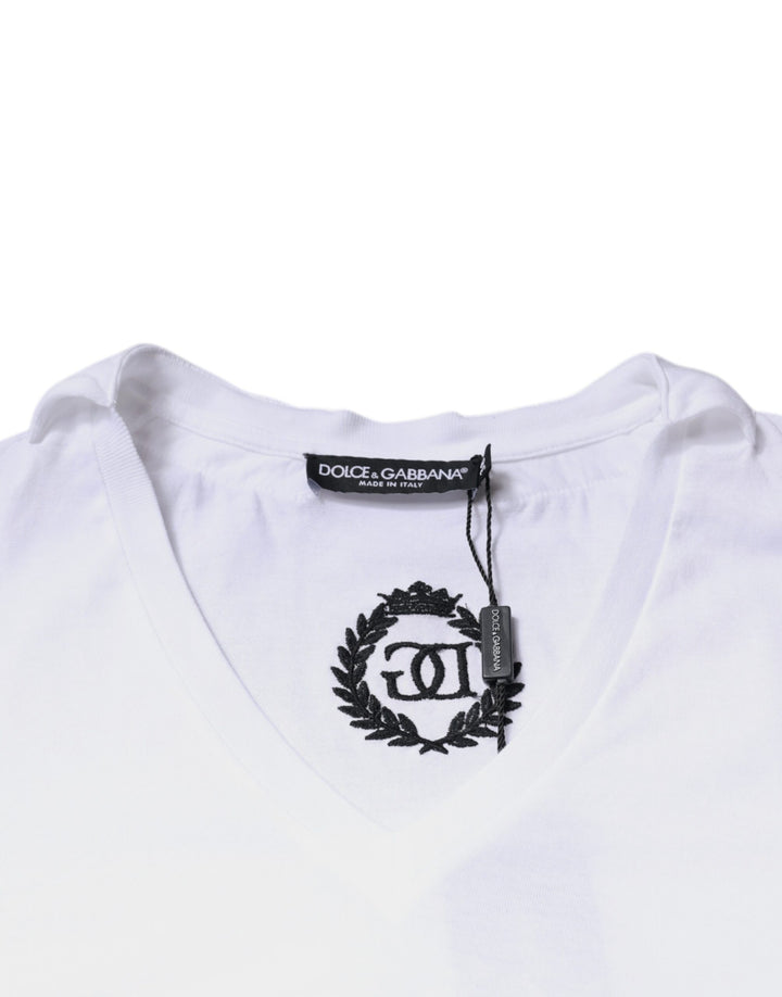 Dolce & Gabbana White Cotton Necklace Chain Short Sleeves T-shirt