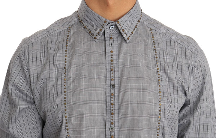 Dolce & Gabbana Elegant Gray Checkered Slim Fit Casual Shirt