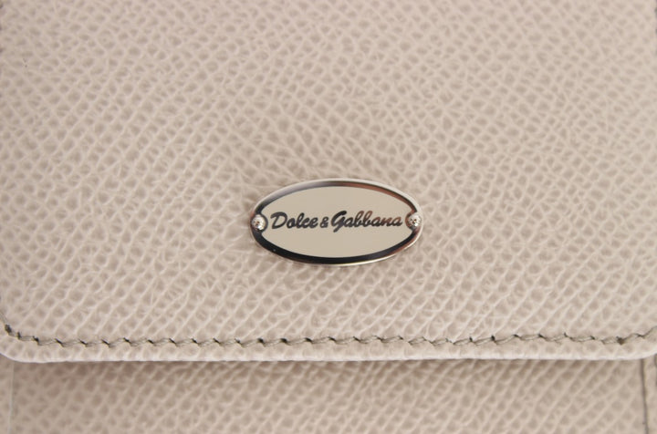 Dolce & Gabbana Sleek White Leather Condom Case Wallet