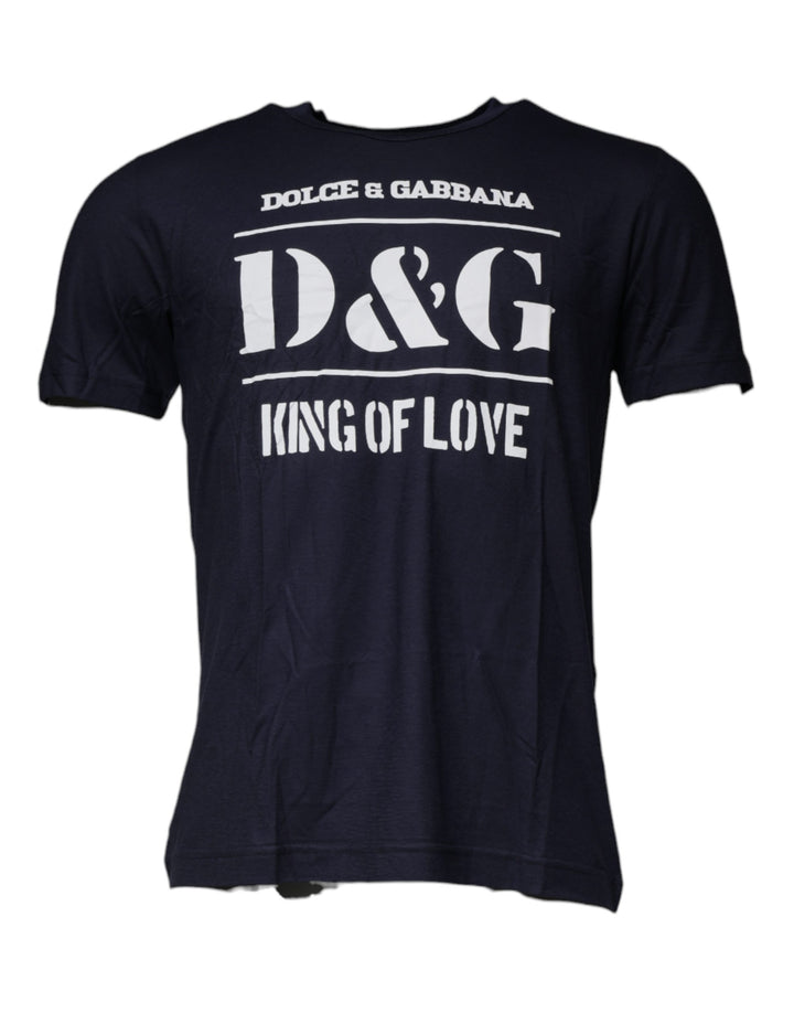 Dolce & Gabbana Blue D&G King Of Love Cotton Crew Neck T-shirt