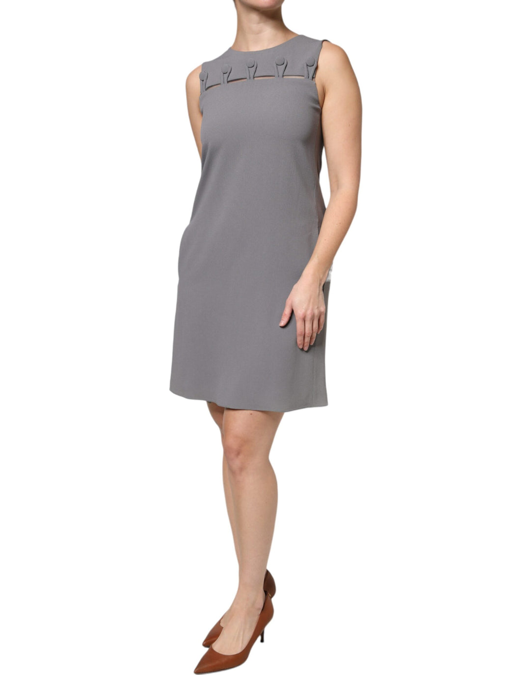 Emporio Armani Gray Round Neck Sleeveless A-line Mini Dress