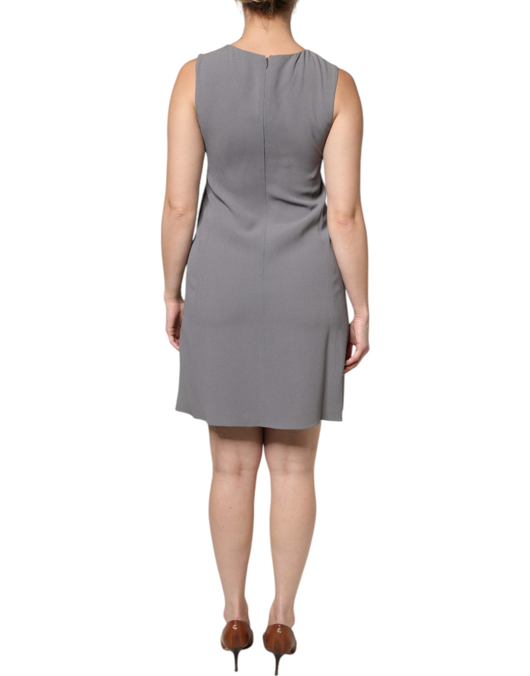 Emporio Armani Gray Round Neck Sleeveless A-line Mini Dress