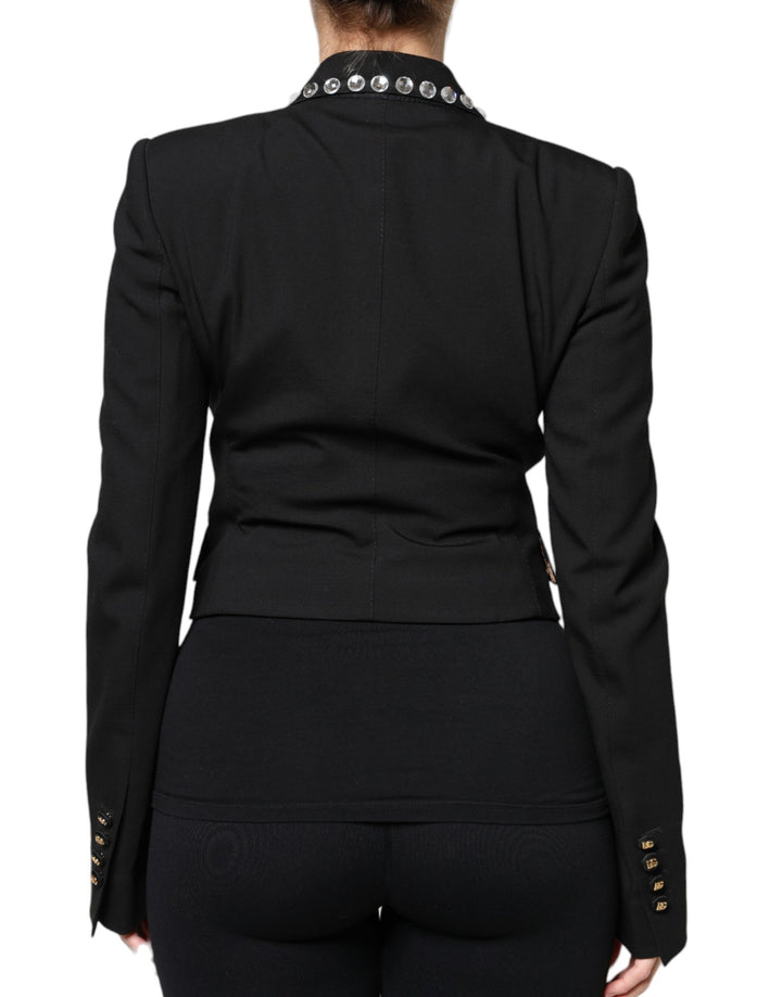 Dolce & Gabbana Black Crystal Double Breasted Blazer Jacket