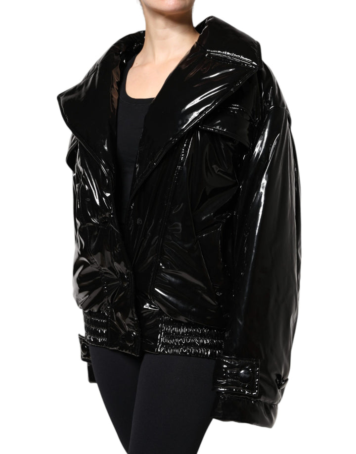 Dolce & Gabbana Black Polyester Button Down Blouson Jacket