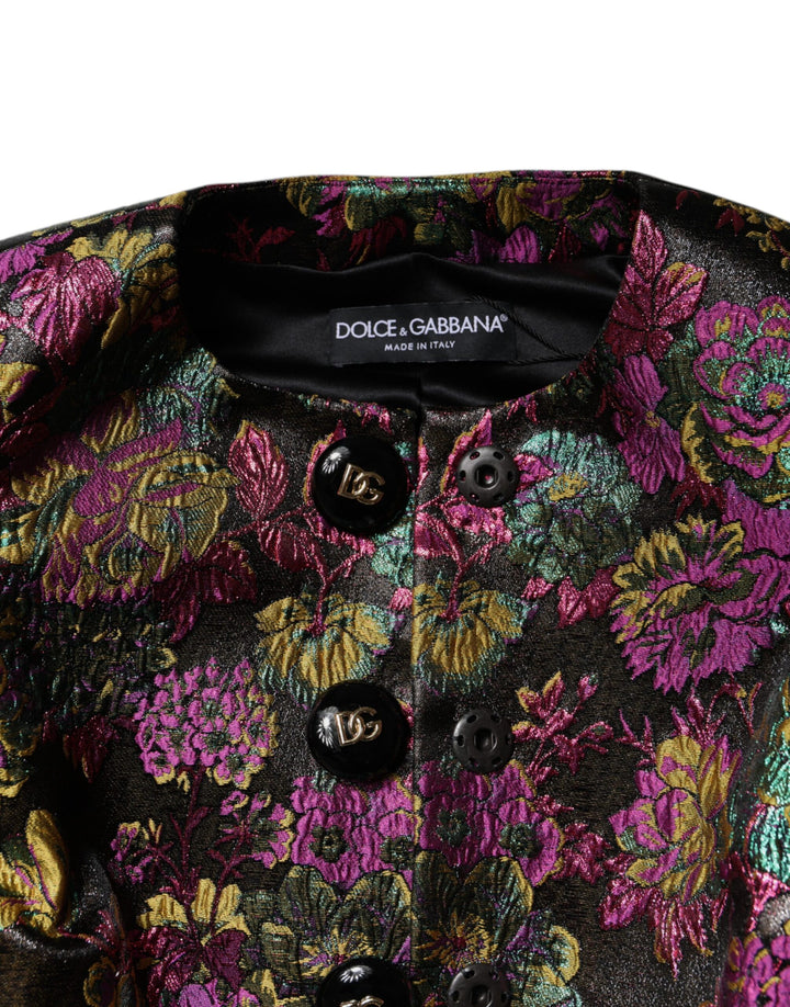 Dolce & Gabbana Multicolor Floral Jacquard Cropped Jacket