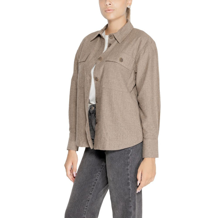 Jacqueline De Yong Beige Recycled Cotton Shirt