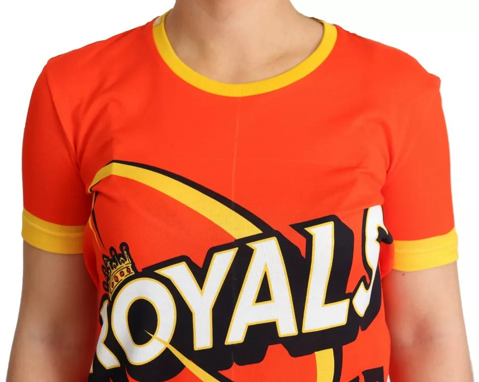 Dolce & Gabbana Orange Royals Print Round Neck T-shirt