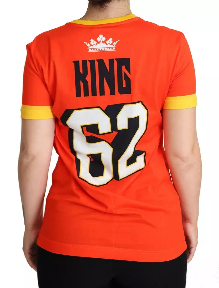 Dolce & Gabbana Orange Royals Print Round Neck T-shirt